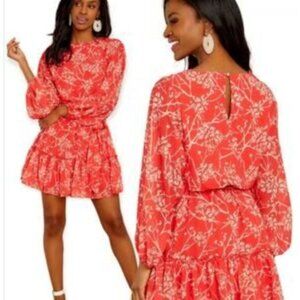Flying Tomato Mini Dress Womens S Red Floral Romantic Cottagecore Boho Ruffle